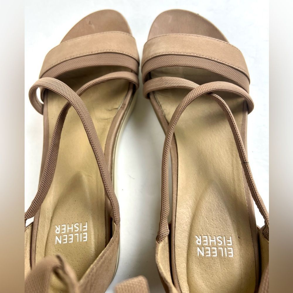 Eileen Fisher Sway Ankle StrapTan Nubuck Leather Sandals - Picture 12 of 14
